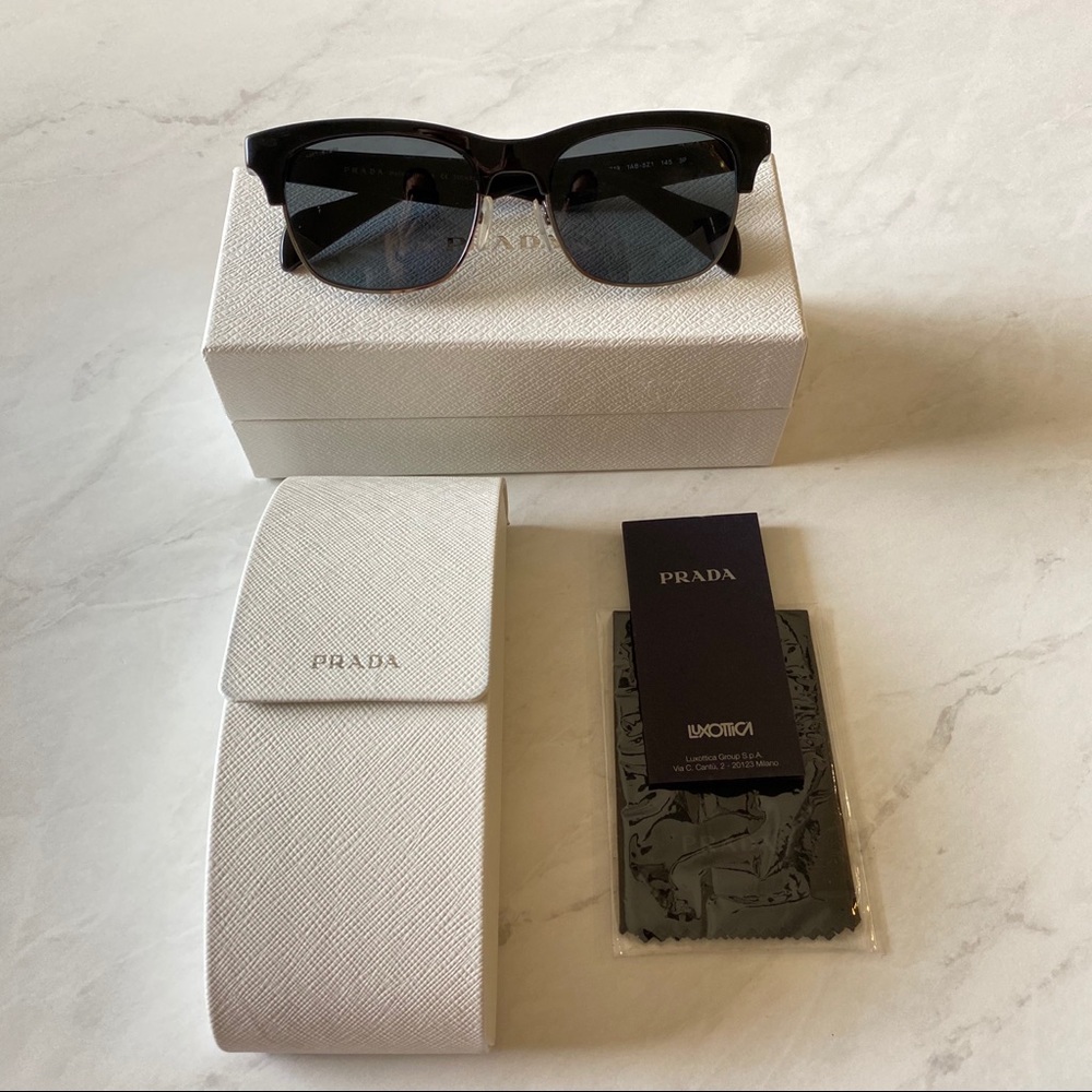 Prada SPR 11P 1AB-5Z1 Black Silver Sunglasses
